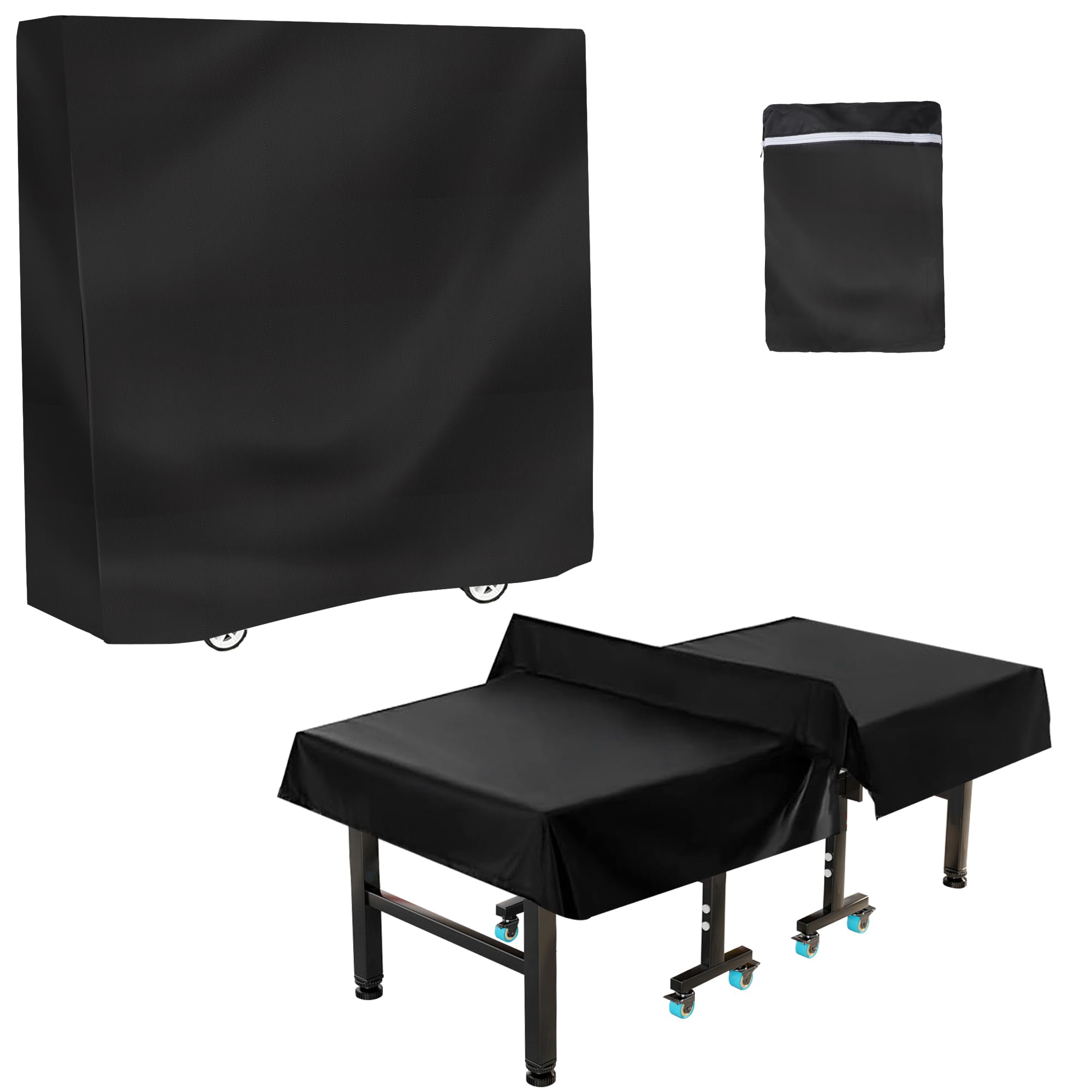 Femuar Outdoor Waterproof Table Tennis Table Cover for Outdoor Use, Black, 7|8 x 65 x 27.5 in, Protection Against Rain a